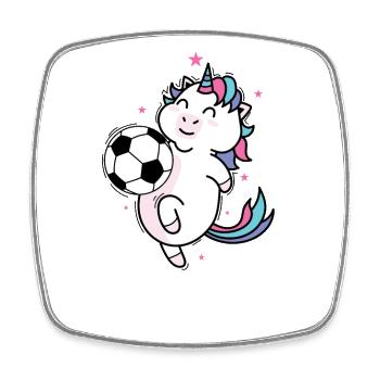 Einhorn spielt Fußball Fabelwesen Sport - Viereckiger Kühlschrankmagnet - Weiß - Vorne