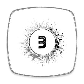 3 Zahl Klecks - Viereckiger Kühlschrankmagnet - Weiß - Vorne