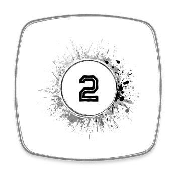 2 Zahl Klecks - Viereckiger Kühlschrankmagnet - Weiß - Vorne