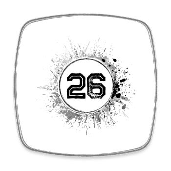26 Zahl Klecks - Viereckiger Kühlschrankmagnet - Weiß - Vorne