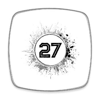 27 Zahl Klecks - Viereckiger Kühlschrankmagnet - Weiß - Vorne