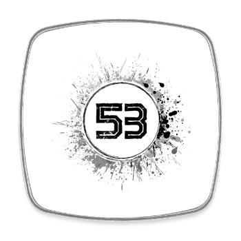 53 Zahl Klecks - Viereckiger Kühlschrankmagnet - Weiß - Vorne