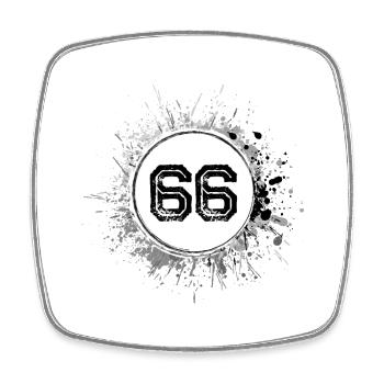 66 Zahl Klecks - Viereckiger Kühlschrankmagnet - Weiß - Vorne