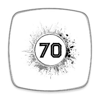 70 Zahl Klecks - Viereckiger Kühlschrankmagnet - Weiß - Vorne