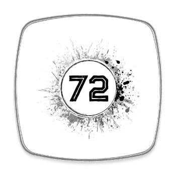 72 Zahl Klecks - Viereckiger Kühlschrankmagnet - Weiß - Vorne