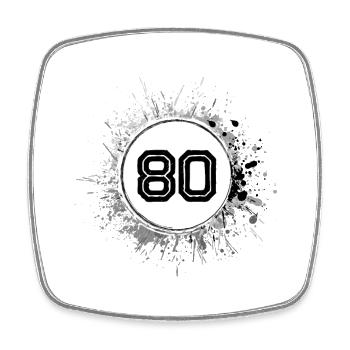 80 Zahl Klecks - Viereckiger Kühlschrankmagnet - Weiß - Vorne