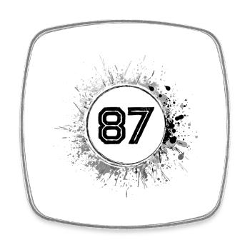 87 Zahl Klecks - Viereckiger Kühlschrankmagnet - Weiß - Vorne