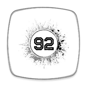 92 Zahl Klecks - Viereckiger Kühlschrankmagnet - Weiß - Vorne