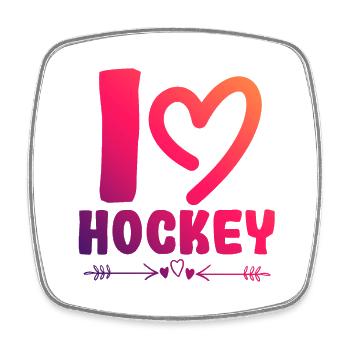 I love hockey - Square fridge magnet - white - Front