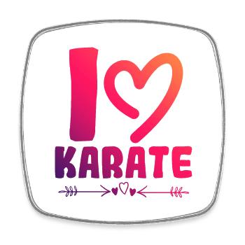 Ich liebe Karate - Viereckiger Kühlschrankmagnet - Weiß - Vorne