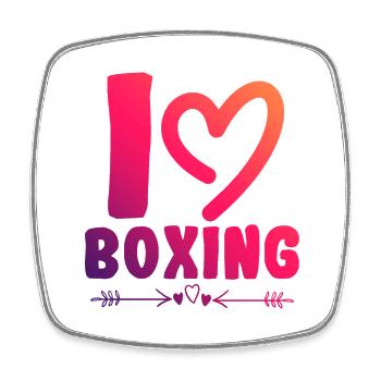 I love boxing - Square fridge magnet - white - Front