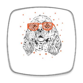 Cocker spaniel with cool sunglasses - Square fridge magnet - white - Front