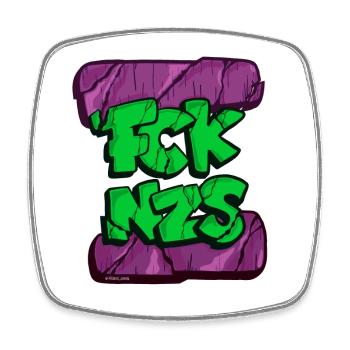 FCKNZS purplegreen - Viereckiger Kühlschrankmagnet - Weiß - Vorne