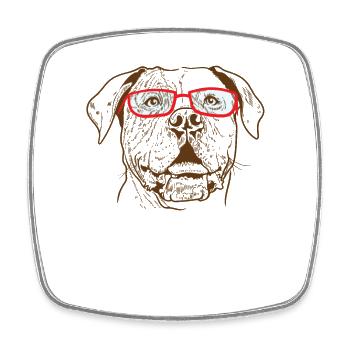 Bulldog with cool sunglasses dog - Square fridge magnet - white - Front