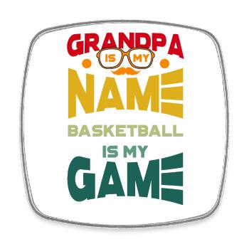 Grand-père est mon nom Le basketball est mon jeu - Magnet carré - blanc - Devant