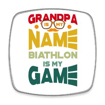 Grand-père est mon nom Le biathlon est mon jeu - Magnet carré - blanc - Devant