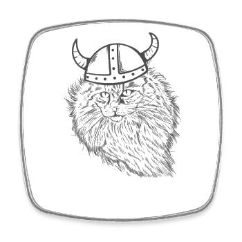 Norwegian Forest Cat mit Wikinger Helm - Viereckiger Kühlschrankmagnet - Weiß - Vorne