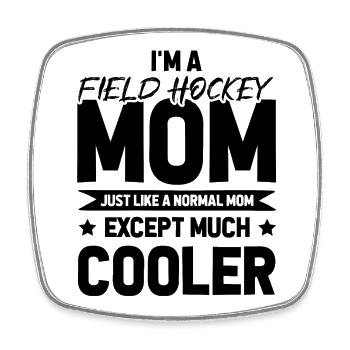 Maman de hockey sur gazon - Magnet carré - blanc - Devant