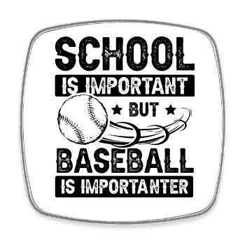 Baseball School - Square fridge magnet - white - Front
