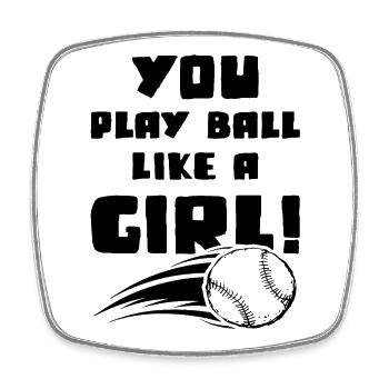 baseball girl - Viereckiger Kühlschrankmagnet - Weiß - Vorne