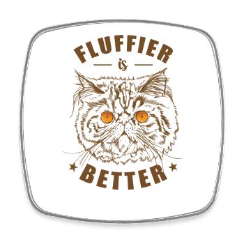 Fluffier is Better Persian Cat Pet - Square fridge magnet - white - Front