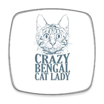 Crazy Bengal Cat Lady Domestic Cat Breed - Square fridge magnet - white - Front