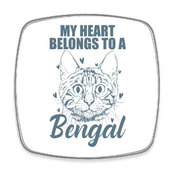 Mon cœur appartient à un chat domestique du Bengale - Magnet carré - blanc - Devant