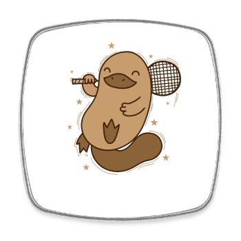 Ornithorynque joue au badminton Australie - Magnet carré - blanc - Devant