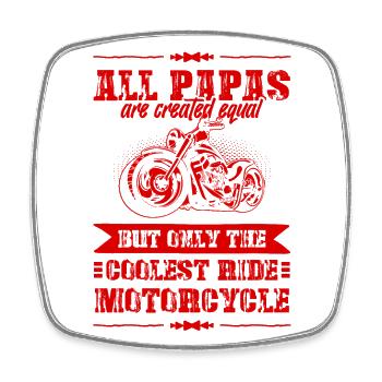 Papa Motorcycle - Square fridge magnet - white - Front