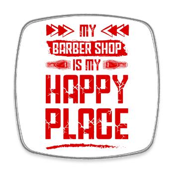 Barber shop - Square fridge magnet - white - Front