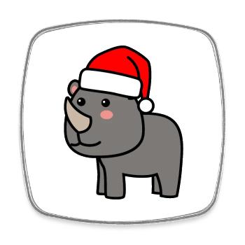 Nashorn Weihnachten Comic Xmas - Viereckiger Kühlschrankmagnet - Weiß - Vorne