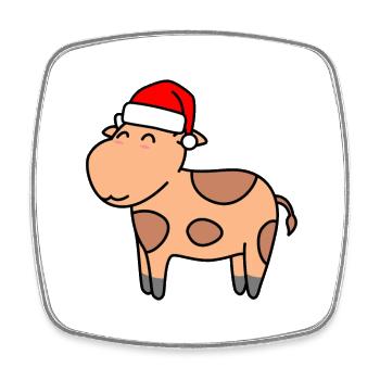 Kuh Comic Weihnachten Xmas - Viereckiger Kühlschrankmagnet - Weiß - Vorne
