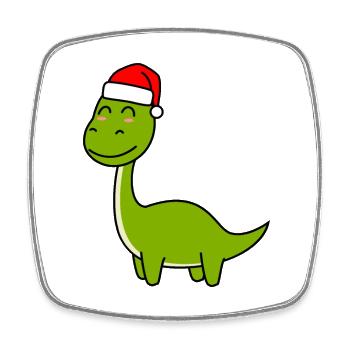 Dinosaure brontosaure Noël Noël - Magnet carré - blanc - Devant