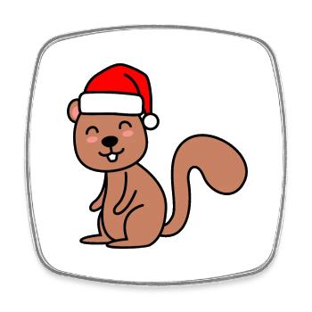 Écureuil Comic Noël Noël - Magnet carré - blanc - Devant