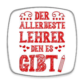 Allerbester Lehrer - Viereckiger Kühlschrankmagnet - Weiß - Vorne