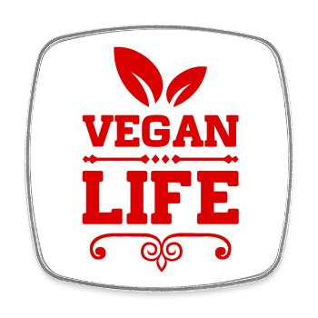 Vegan Life - Viereckiger Kühlschrankmagnet - Weiß - Vorne