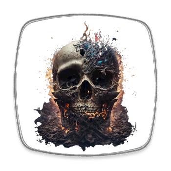 Skull And Bones Baptised In Flames III - Magnet carré - blanc - Devant