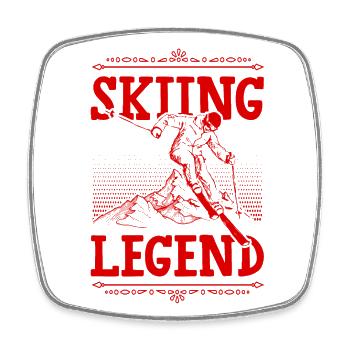Légende du ski - Magnet carré - blanc - Devant