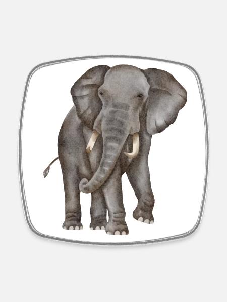 Aquarelle d’éléphant - Magnet carré - blanc