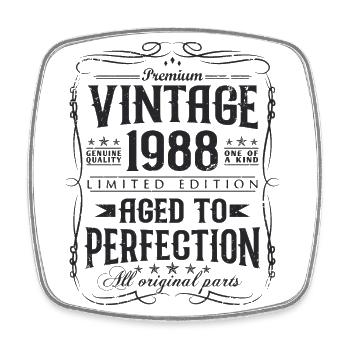 Born 1988 Vintage Birthday Gift - Square fridge magnet - white - Front