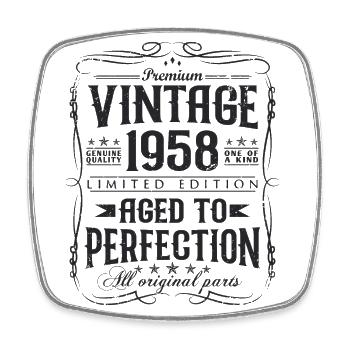 Born 1958 Vintage Birthday Gift - Square fridge magnet - white - Front