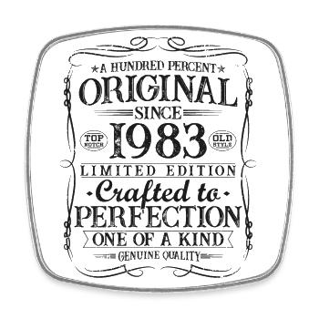 1983 born vintage birthday gift - Square fridge magnet - white - Front