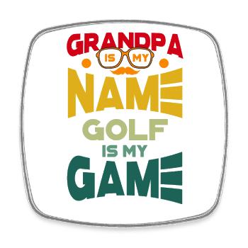 Grand-père est mon nom Le golf est mon jeu - Magnet carré - blanc - Devant