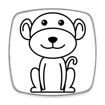 Monkey Comic Animal - Square fridge magnet - white - Front