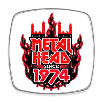 METALHEAD since 1974 - Square fridge magnet - white - Front