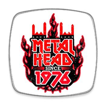 METALHEAD since 1976 - Square fridge magnet - white - Front