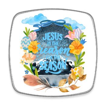JESUS IS THE REASON FOR THE SEASON - Square fridge magnet - white - Front