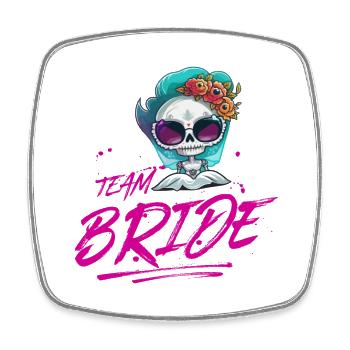 Team Bride Wedding Skeleton - Square fridge magnet - white - Front