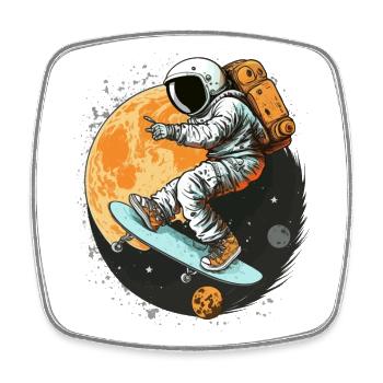 Cosmic Skateboarding - Square fridge magnet - white - Front