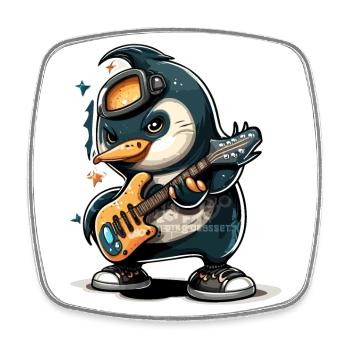 Rocker Penguin - Square fridge magnet - white - Front